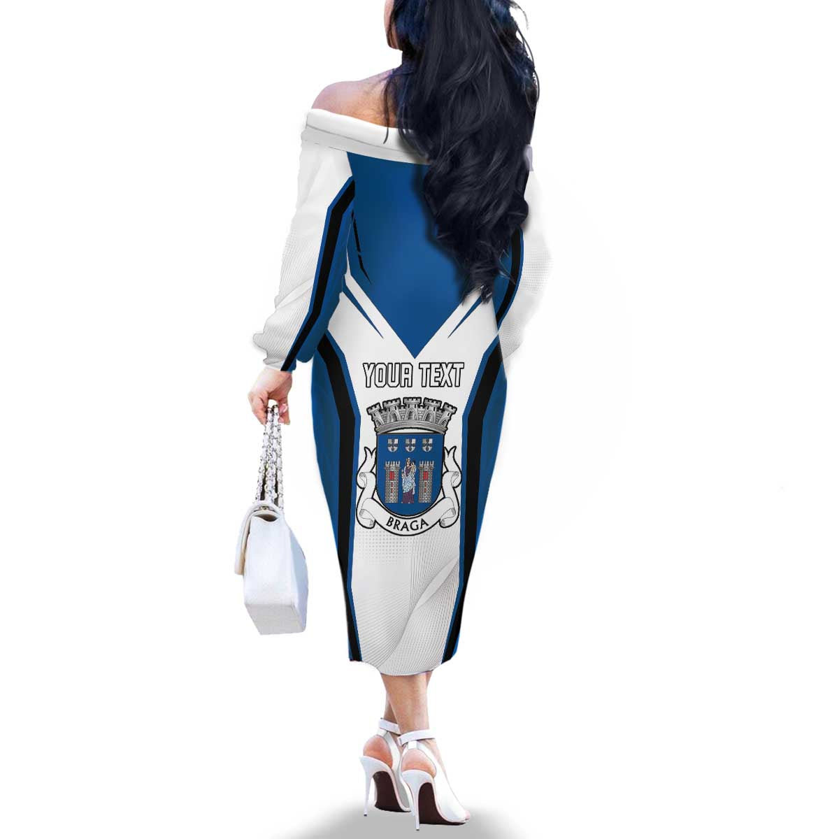 Personalized Braga Portugal Family Matching Off The Shoulder Long Sleeve Dress and Hawaiian Shirt Sporty Style - Wonder Print Shop