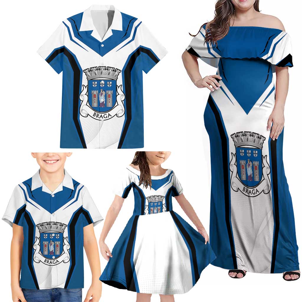 Personalized Braga Portugal Family Matching Off Shoulder Maxi Dress and Hawaiian Shirt Sporty Style - Wonder Print Shop