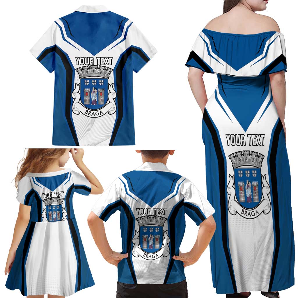 Personalized Braga Portugal Family Matching Off Shoulder Maxi Dress and Hawaiian Shirt Sporty Style - Wonder Print Shop