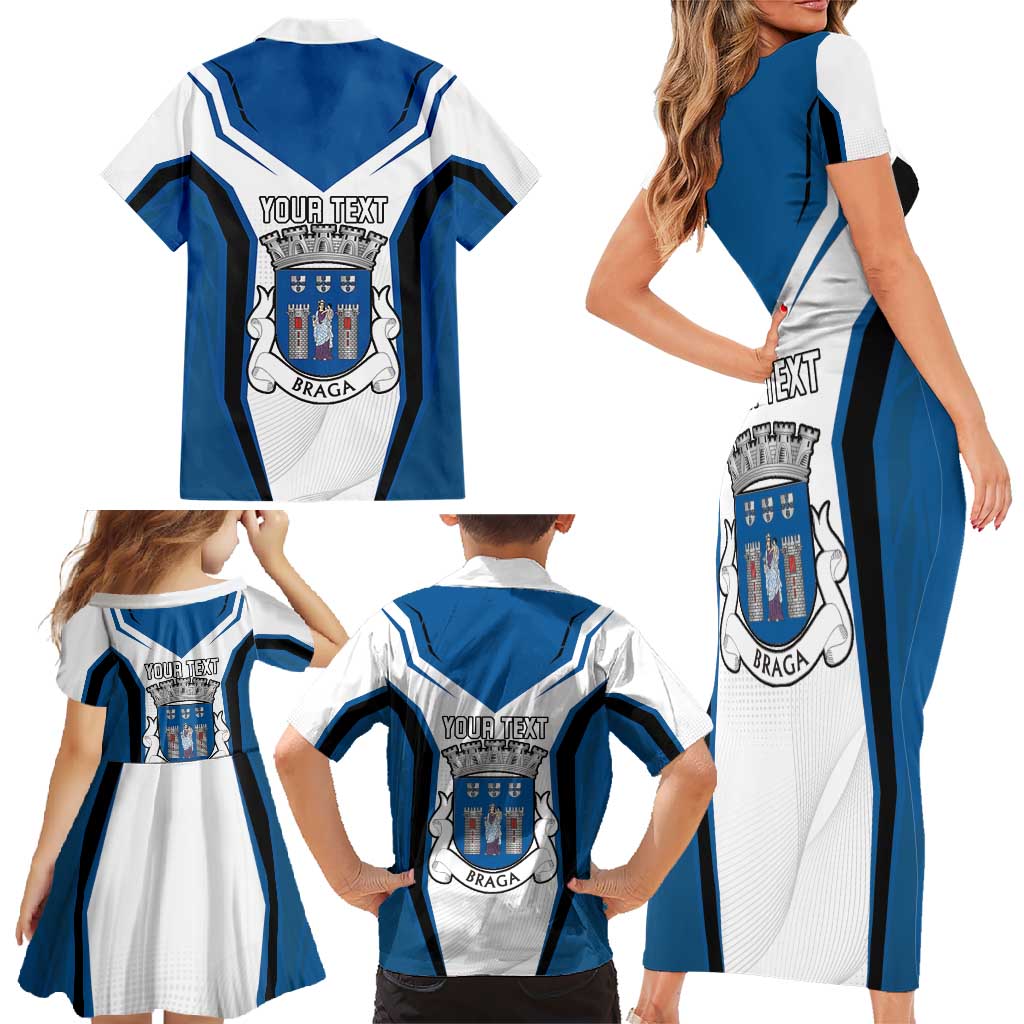 Personalized Braga Portugal Family Matching Short Sleeve Bodycon Dress and Hawaiian Shirt Sporty Style - Wonder Print Shop