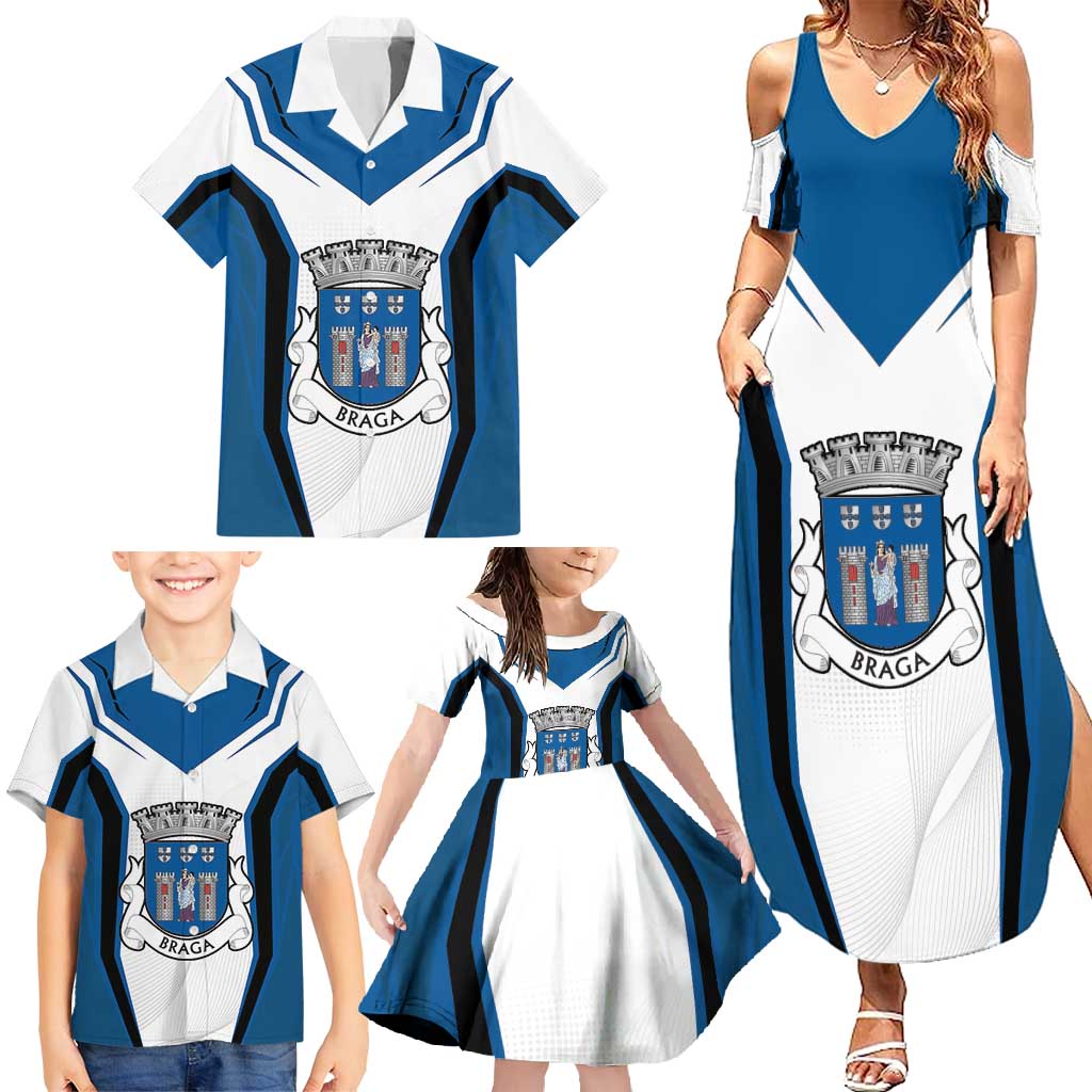 Personalized Braga Portugal Family Matching Summer Maxi Dress and Hawaiian Shirt Sporty Style - Wonder Print Shop