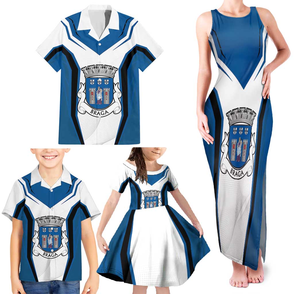 Personalized Braga Portugal Family Matching Tank Maxi Dress and Hawaiian Shirt Sporty Style - Wonder Print Shop