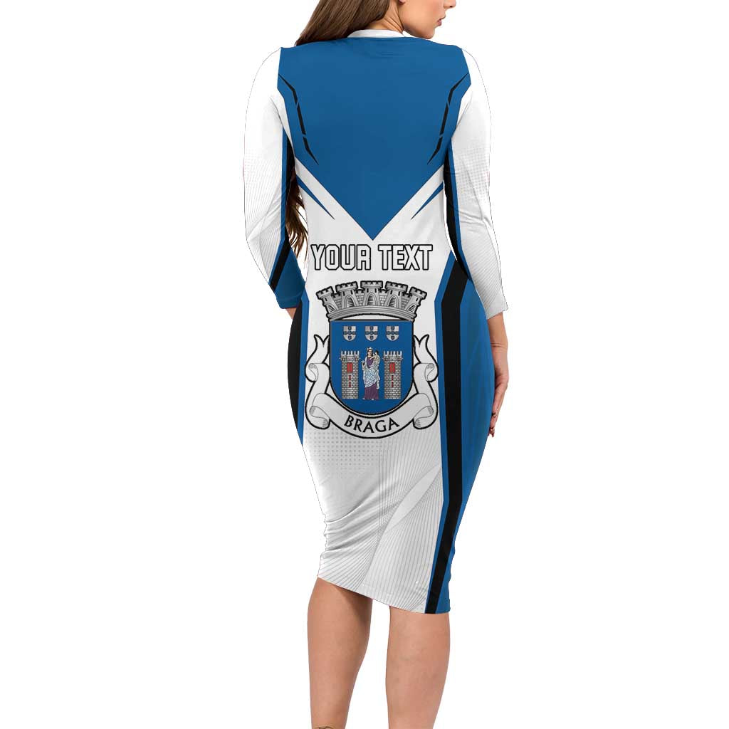 Personalized Braga Portugal Long Sleeve Bodycon Dress Sporty Style - Wonder Print Shop