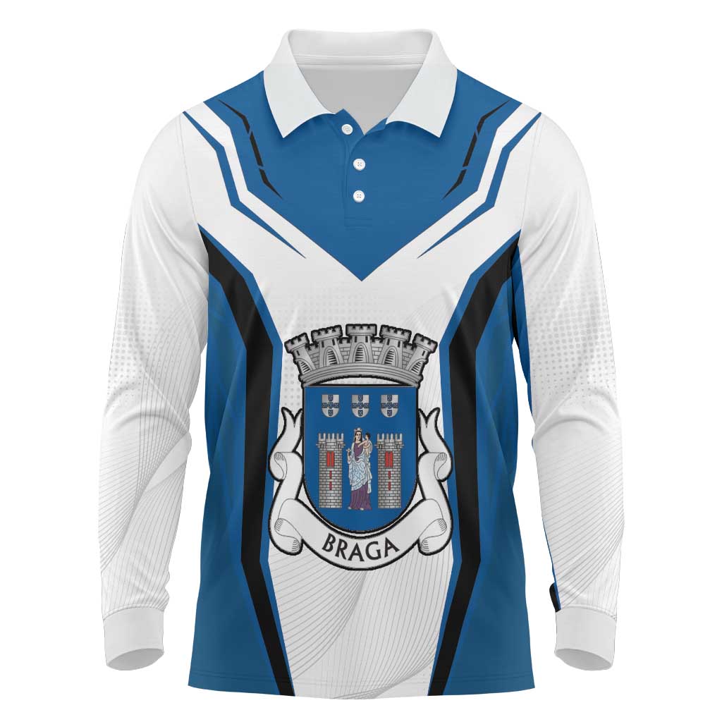Personalized Braga Portugal Long Sleeve Polo Shirt Sporty Style - Wonder Print Shop