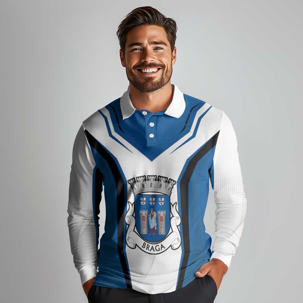 Personalized Braga Portugal Long Sleeve Polo Shirt Sporty Style - Wonder Print Shop
