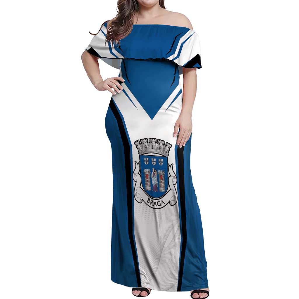 Personalized Braga Portugal Off Shoulder Maxi Dress Sporty Style - Wonder Print Shop