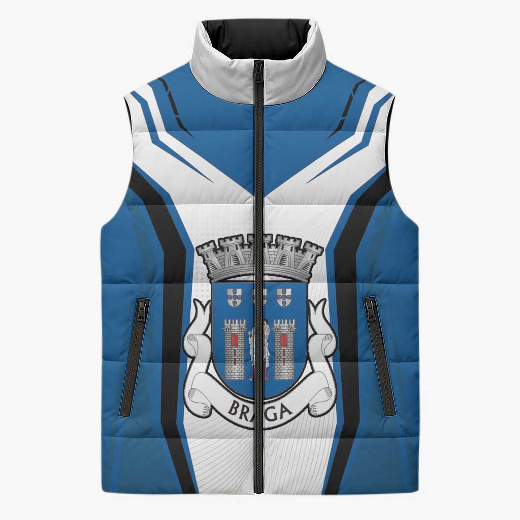 Personalized Braga Portugal Sleeveless Puffer Jacket Sporty Style - Wonder Print Shop