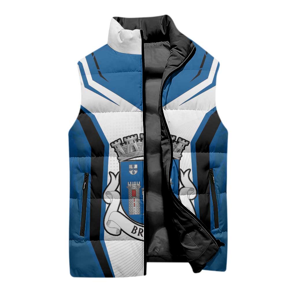 Personalized Braga Portugal Sleeveless Puffer Jacket Sporty Style - Wonder Print Shop