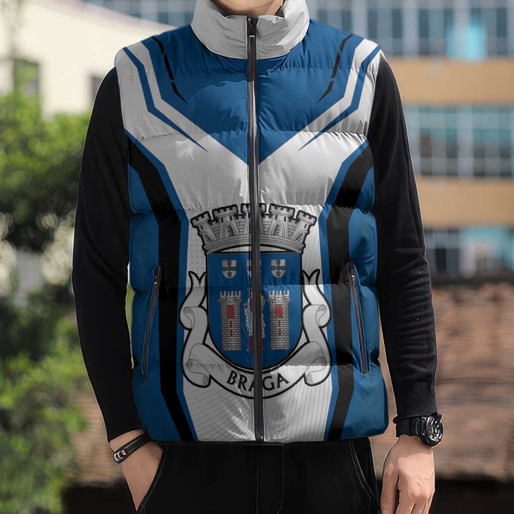 Personalized Braga Portugal Sleeveless Puffer Jacket Sporty Style - Wonder Print Shop