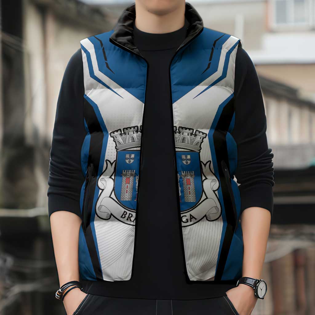 Personalized Braga Portugal Sleeveless Puffer Jacket Sporty Style - Wonder Print Shop