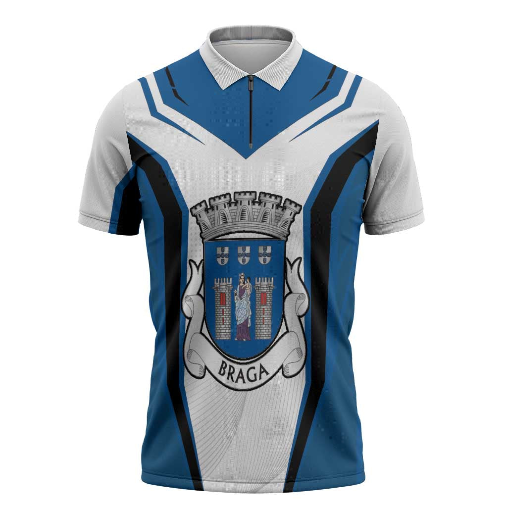 Personalized Braga Portugal Zipper Polo Shirt Sporty Style - Wonder Print Shop