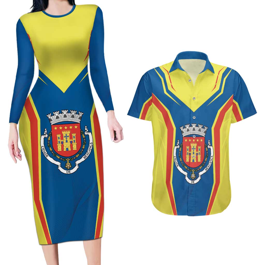 Personalized Braganca Portugal Couples Matching Long Sleeve Bodycon Dress and Hawaiian Shirt Sporty Style - Wonder Print Shop