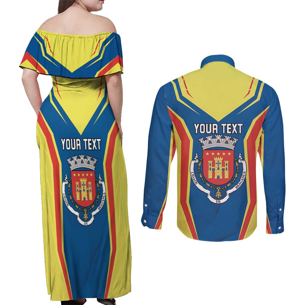 Personalized Braganca Portugal Couples Matching Off Shoulder Maxi Dress and Long Sleeve Button Shirt Sporty Style - Wonder Print Shop