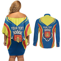 Personalized Braganca Portugal Couples Matching Off Shoulder Short Dress and Long Sleeve Button Shirt Sporty Style - Wonder Print Shop