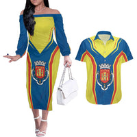 Personalized Braganca Portugal Couples Matching Off The Shoulder Long Sleeve Dress and Hawaiian Shirt Sporty Style - Wonder Print Shop