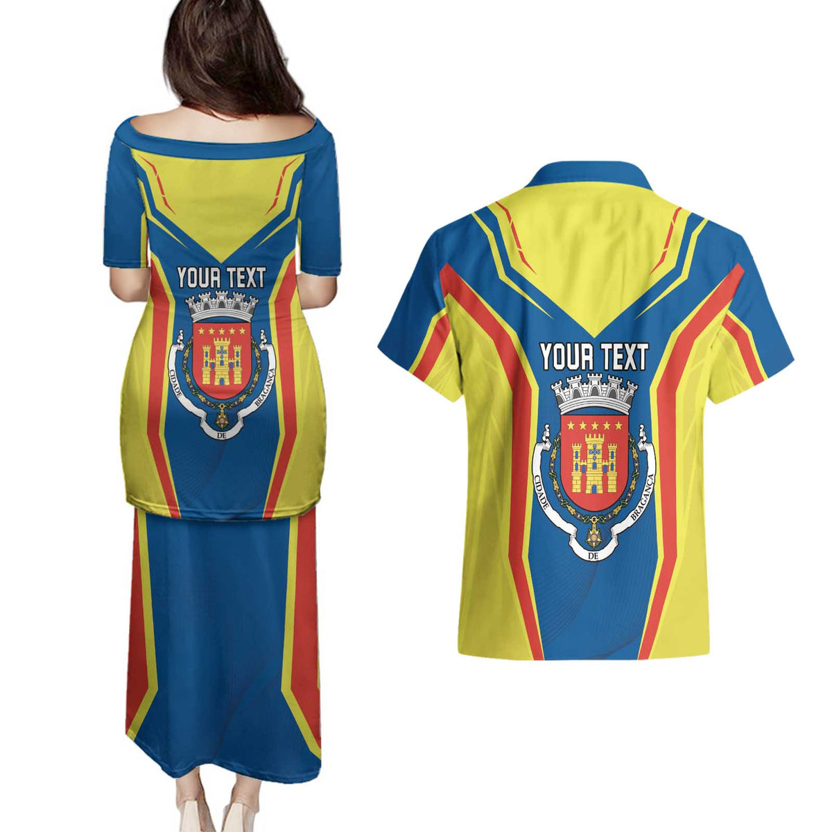 Personalized Braganca Portugal Couples Matching Puletasi and Hawaiian Shirt Sporty Style - Wonder Print Shop