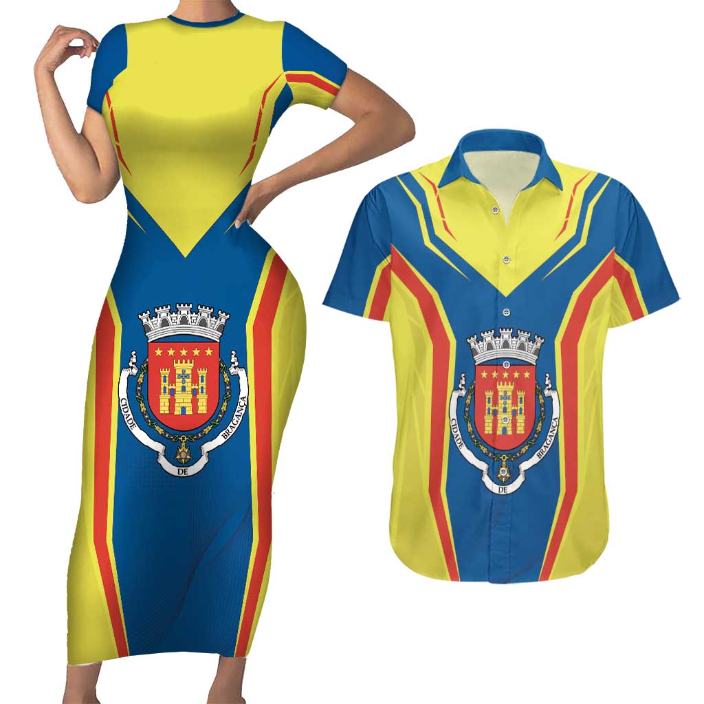 Personalized Braganca Portugal Couples Matching Short Sleeve Bodycon Dress and Hawaiian Shirt Sporty Style - Wonder Print Shop