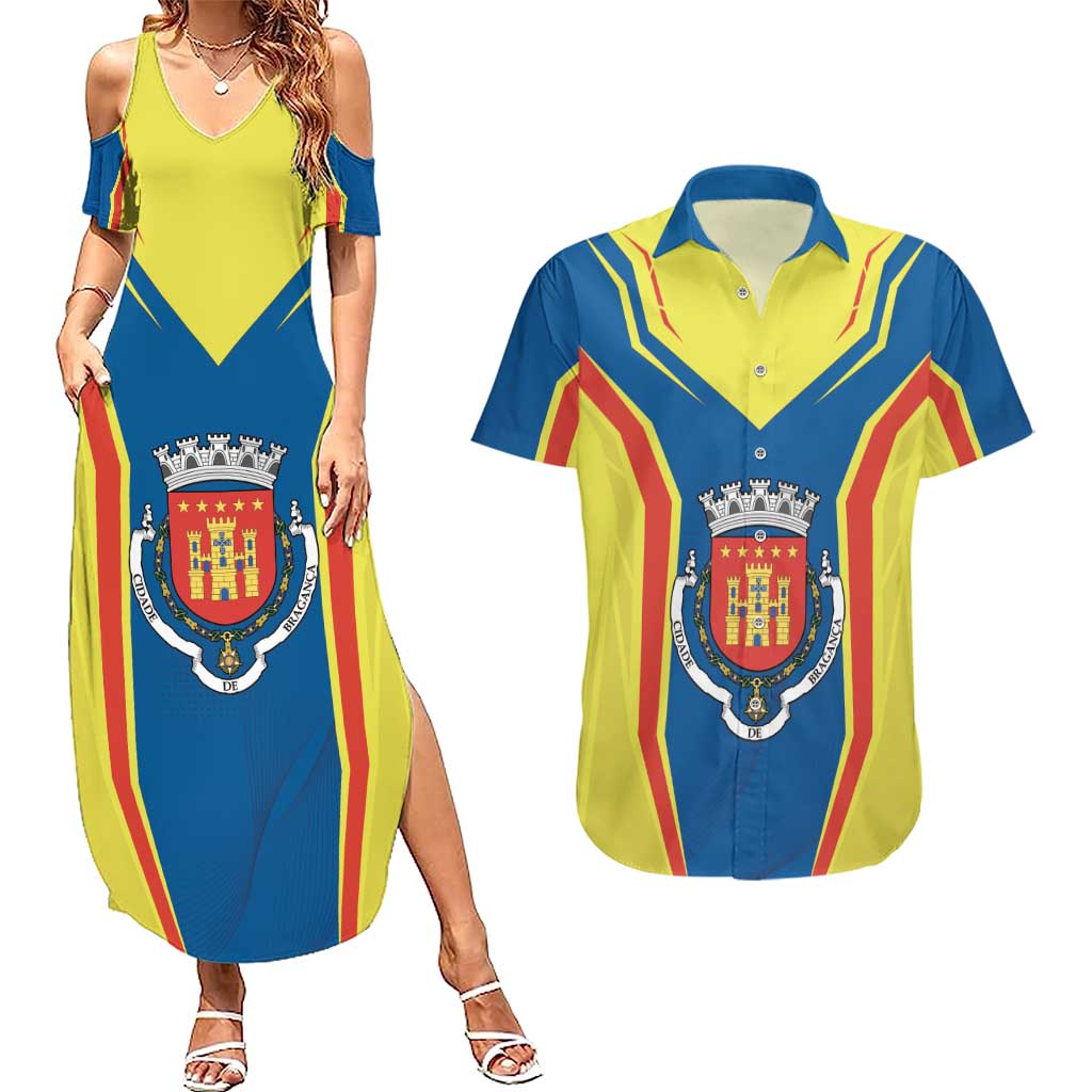 Personalized Braganca Portugal Couples Matching Summer Maxi Dress and Hawaiian Shirt Sporty Style - Wonder Print Shop