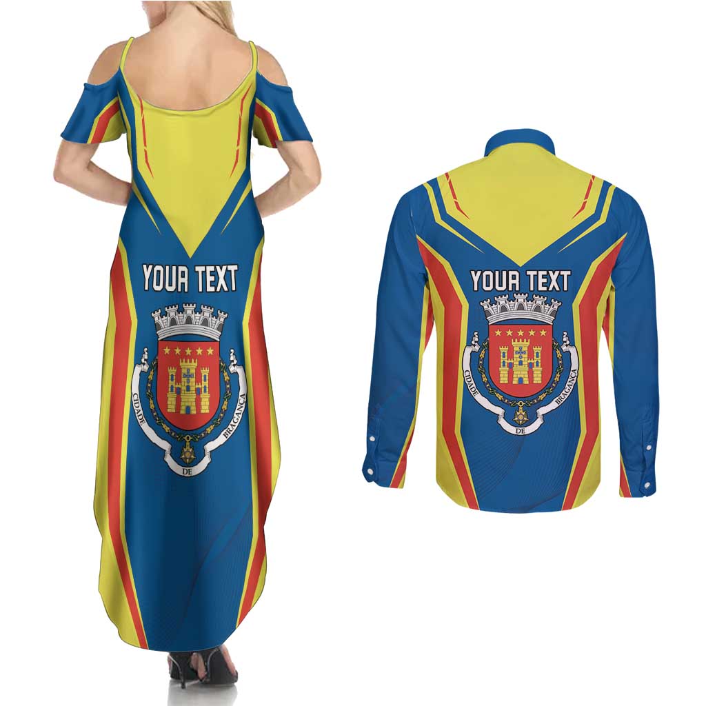 Personalized Braganca Portugal Couples Matching Summer Maxi Dress and Long Sleeve Button Shirt Sporty Style - Wonder Print Shop