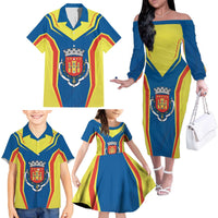 Personalized Braganca Portugal Family Matching Off The Shoulder Long Sleeve Dress and Hawaiian Shirt Sporty Style - Wonder Print Shop