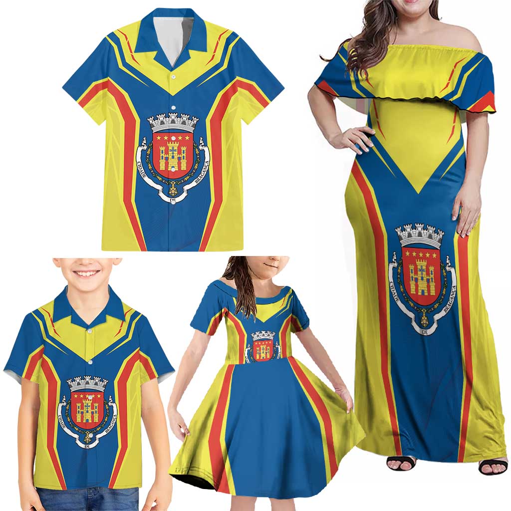 Personalized Braganca Portugal Family Matching Off Shoulder Maxi Dress and Hawaiian Shirt Sporty Style - Wonder Print Shop