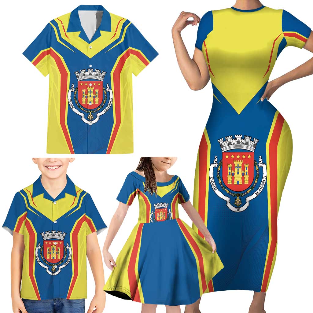 Personalized Braganca Portugal Family Matching Short Sleeve Bodycon Dress and Hawaiian Shirt Sporty Style - Wonder Print Shop
