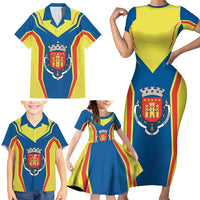 Personalized Braganca Portugal Family Matching Short Sleeve Bodycon Dress and Hawaiian Shirt Sporty Style - Wonder Print Shop