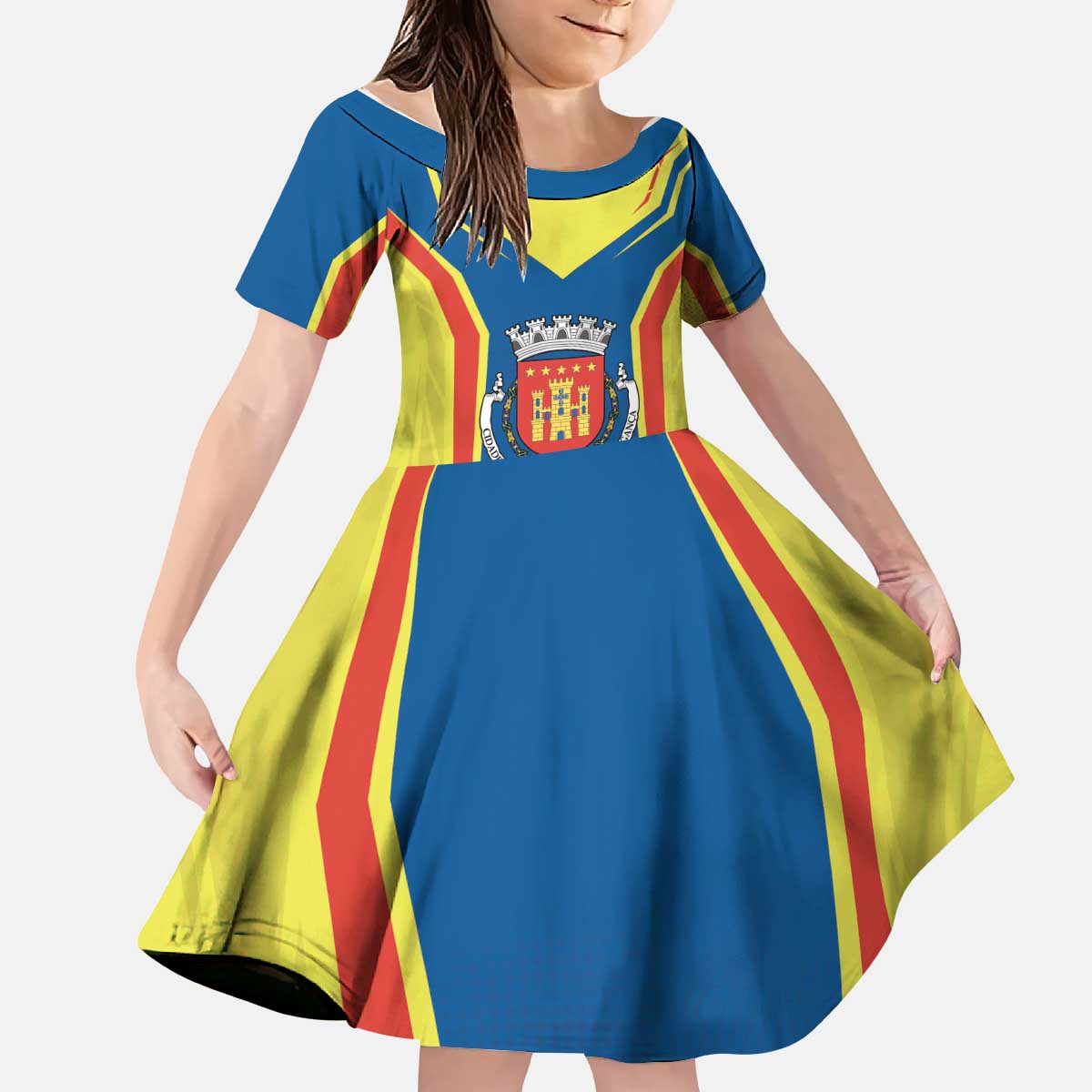 Personalized Braganca Portugal Kid Short Sleeve Dress Sporty Style - Wonder Print Shop