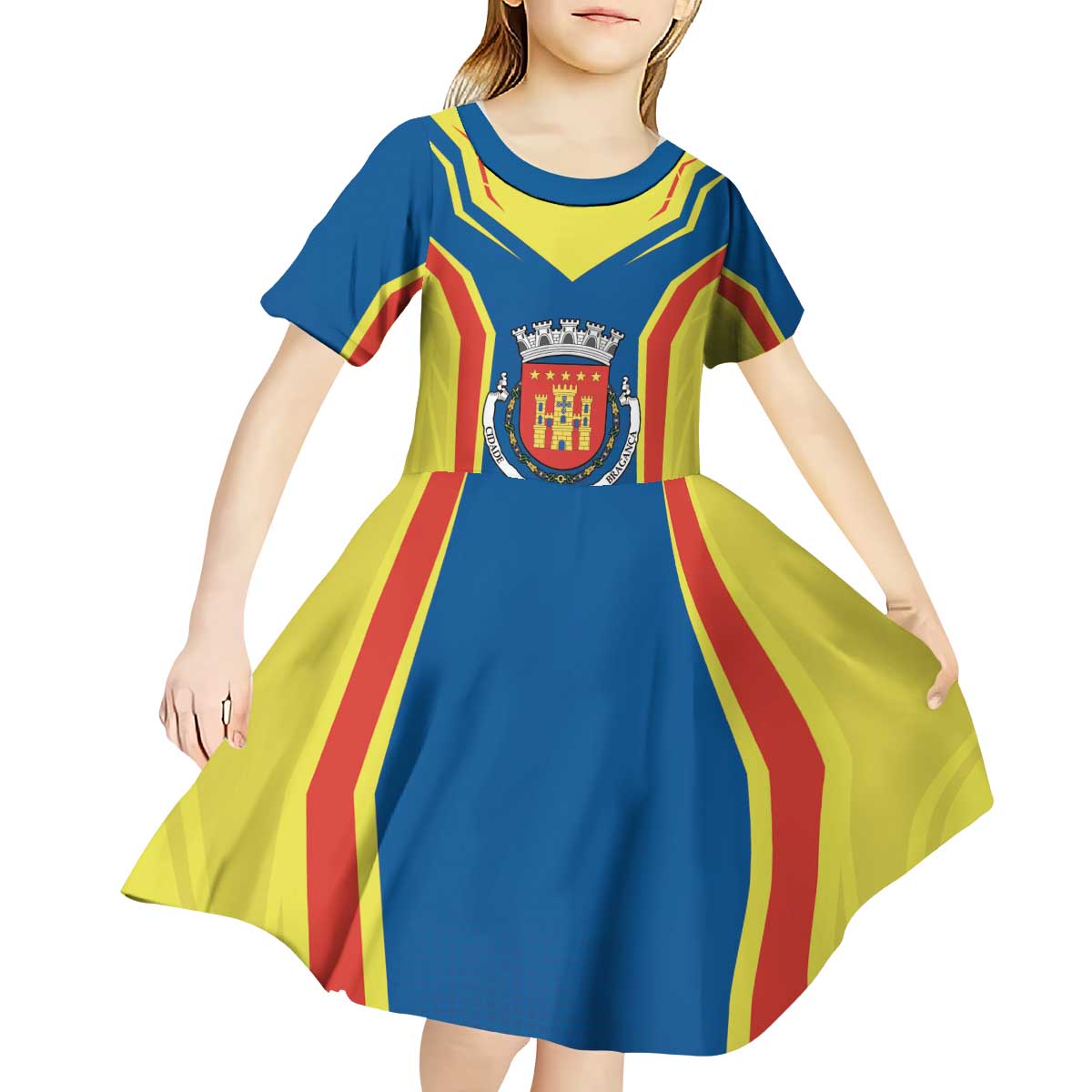 Personalized Braganca Portugal Kid Short Sleeve Dress Sporty Style - Wonder Print Shop