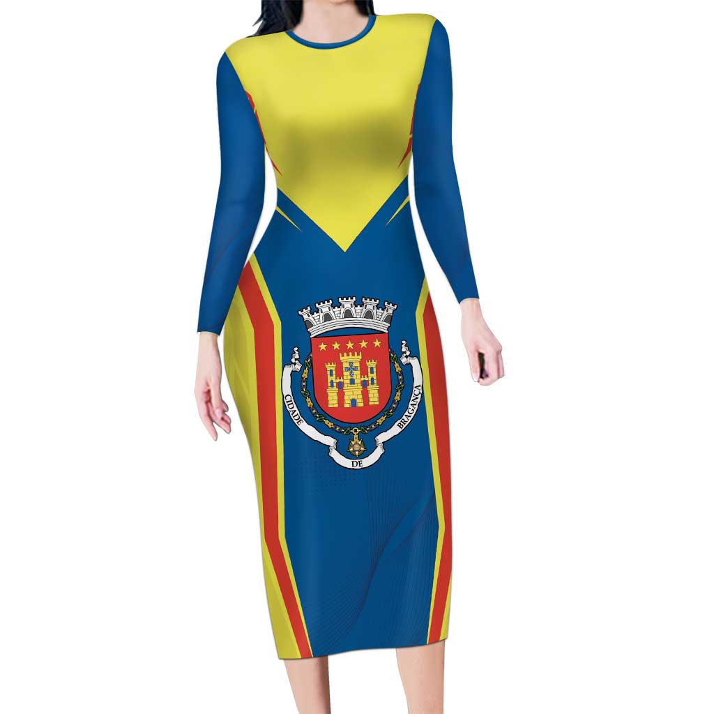 Personalized Braganca Portugal Long Sleeve Bodycon Dress Sporty Style - Wonder Print Shop