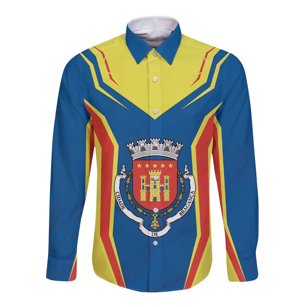 Personalized Braganca Portugal Long Sleeve Button Shirt Sporty Style - Wonder Print Shop