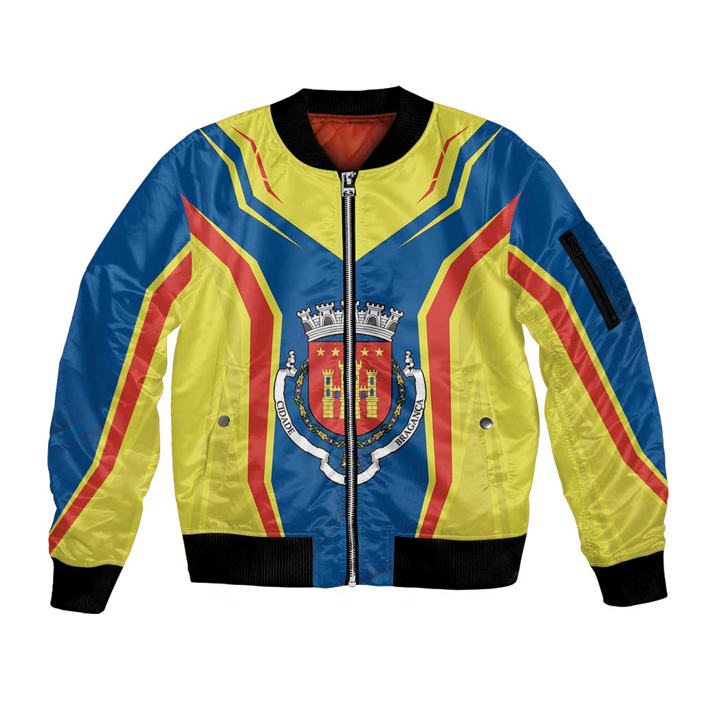 Personalized Braganca Portugal Sleeve Zip Bomber Jacket Sporty Style - Wonder Print Shop