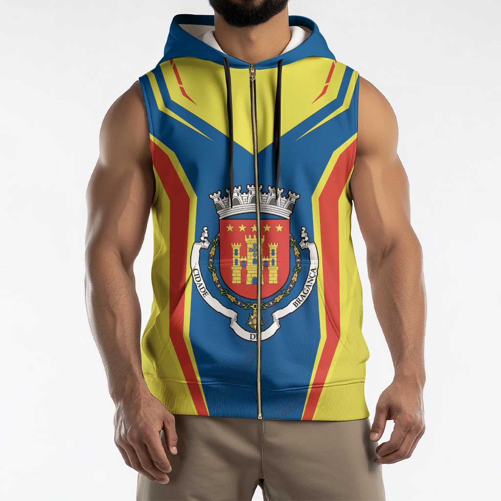 Personalized Braganca Portugal Sleeveless Zip Hoodie Sporty Style - Wonder Print Shop