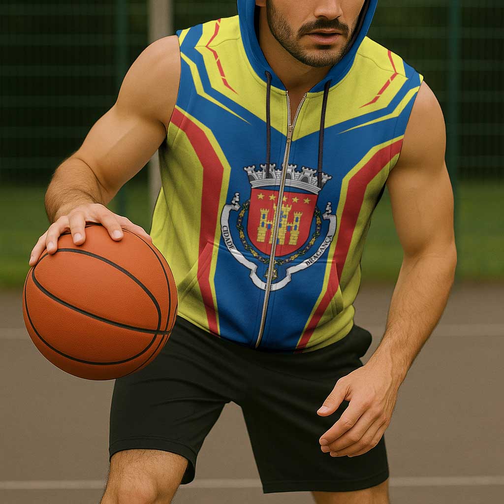 Personalized Braganca Portugal Sleeveless Zip Hoodie Sporty Style - Wonder Print Shop