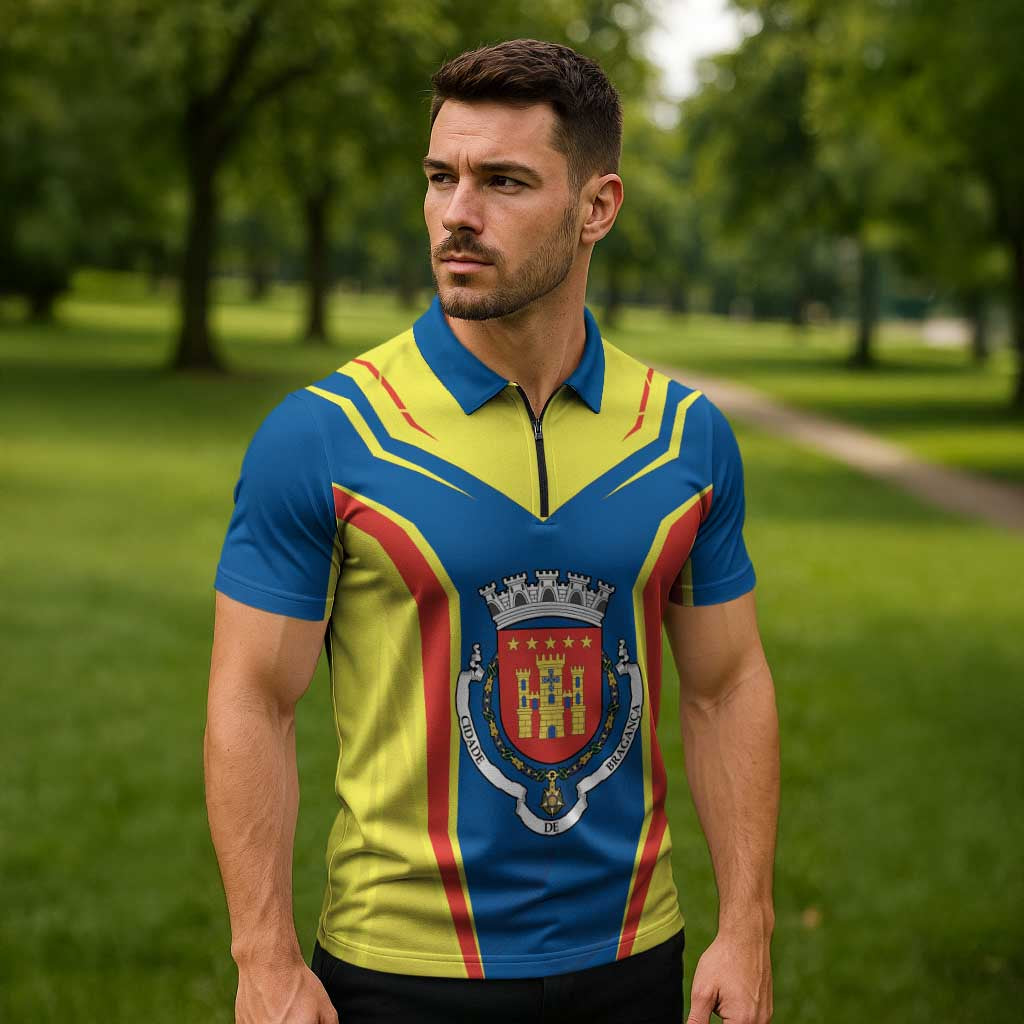 Personalized Braganca Portugal Zipper Polo Shirt Sporty Style - Wonder Print Shop