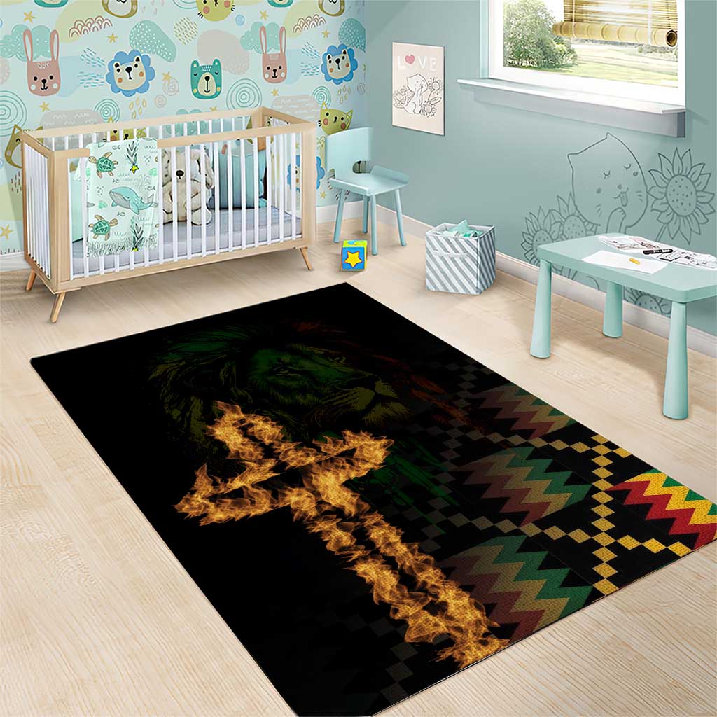 Happy Meskel Celebration Area Rug Cross Fire And Lion Flag Color - Wonder Print Shop