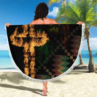 Happy Meskel Celebration Beach Blanket Cross Fire And Lion Flag Color - Wonder Print Shop
