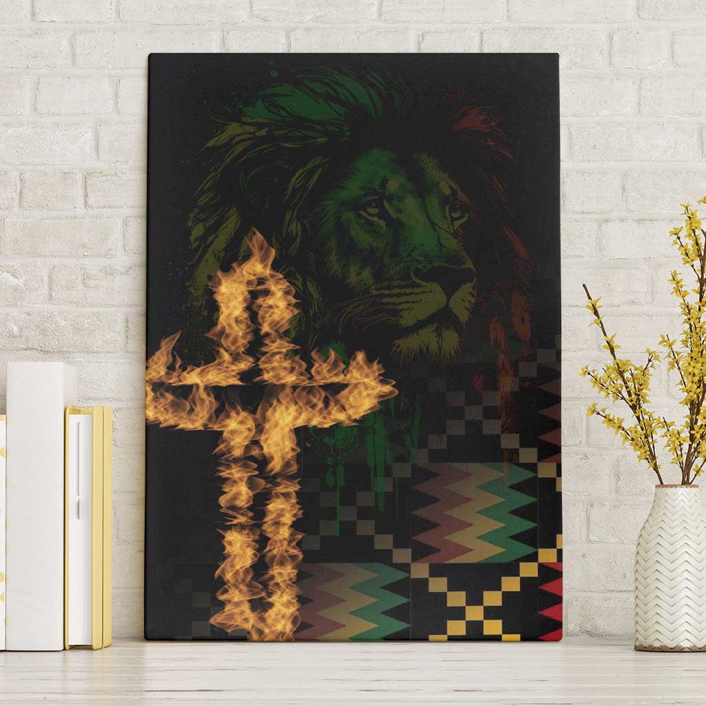 Happy Meskel Celebration Canvas Wall Art Cross Fire And Lion Flag Color - Wonder Print Shop