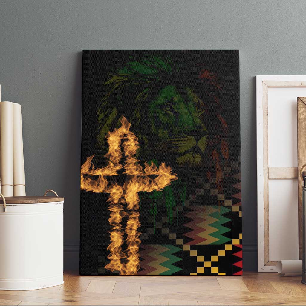 Happy Meskel Celebration Canvas Wall Art Cross Fire And Lion Flag Color - Wonder Print Shop