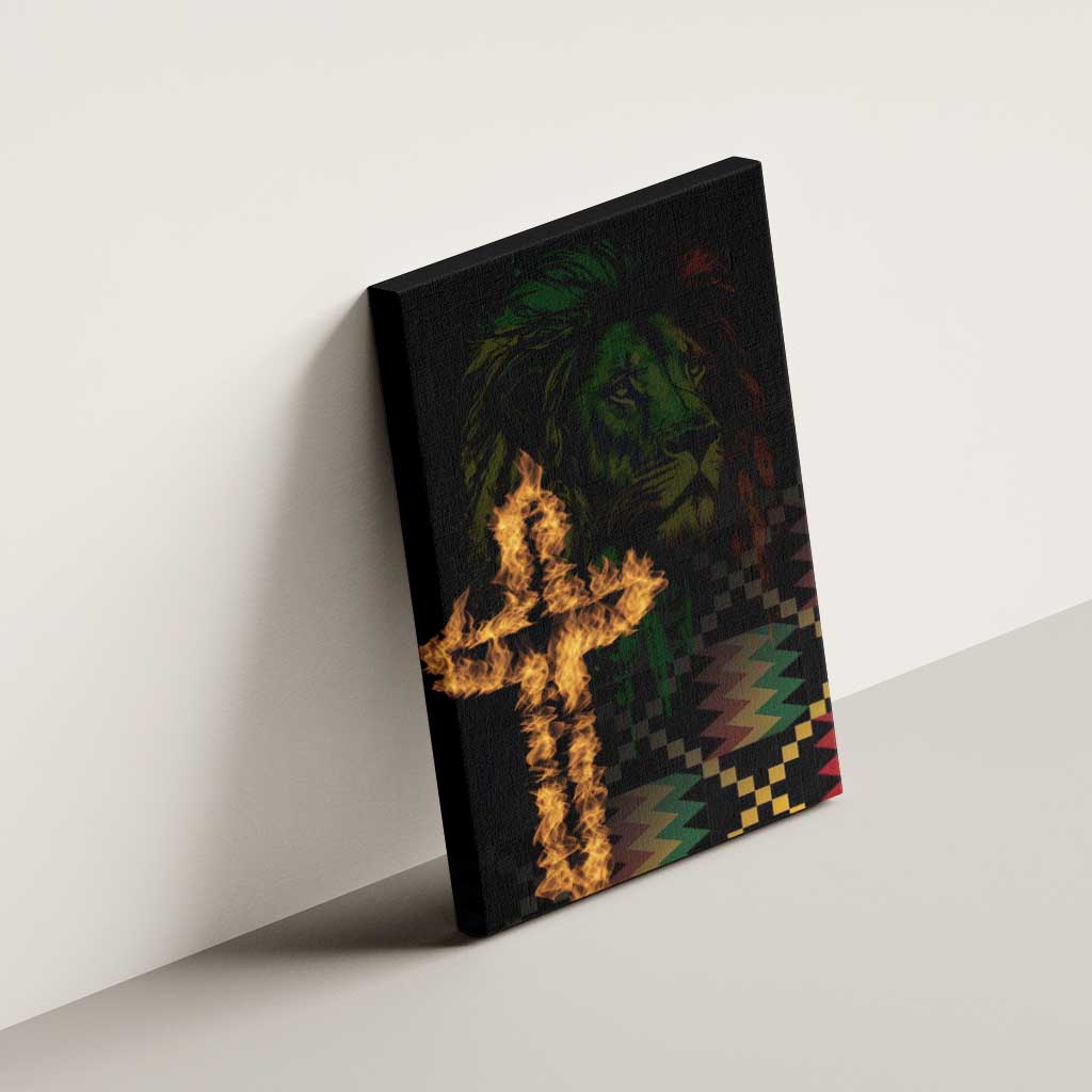 Happy Meskel Celebration Canvas Wall Art Cross Fire And Lion Flag Color - Wonder Print Shop