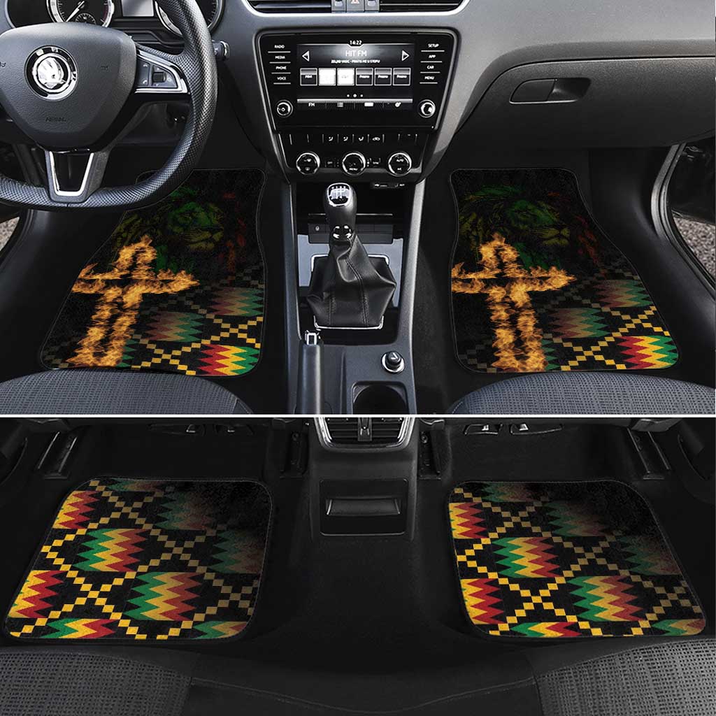 Happy Meskel Celebration Car Mats Cross Fire And Lion Flag Color - Wonder Print Shop