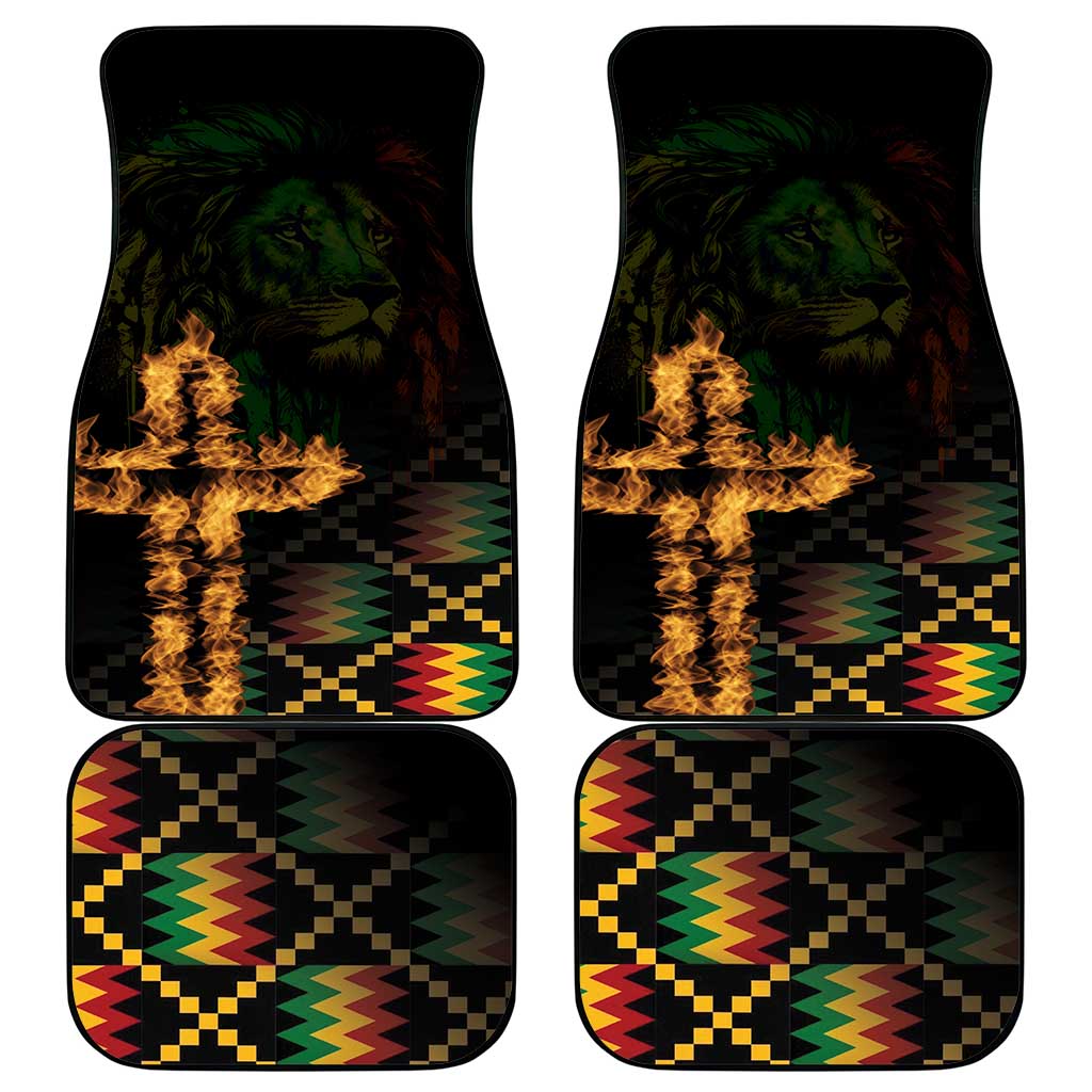 Happy Meskel Celebration Car Mats Cross Fire And Lion Flag Color - Wonder Print Shop