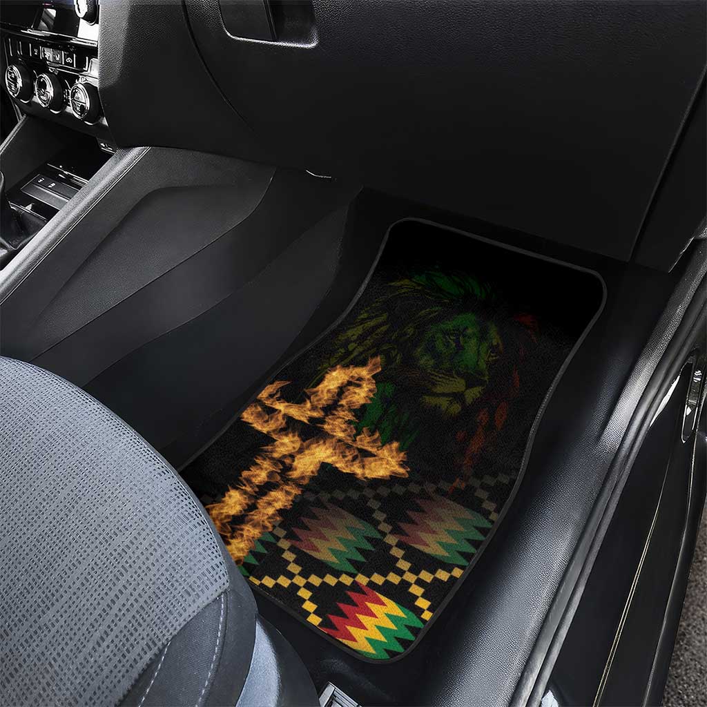 Happy Meskel Celebration Car Mats Cross Fire And Lion Flag Color - Wonder Print Shop