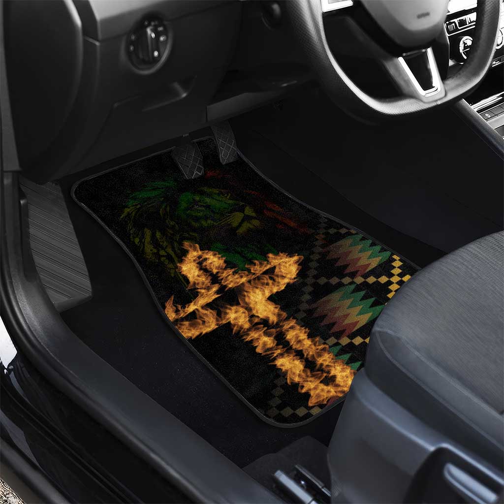 Happy Meskel Celebration Car Mats Cross Fire And Lion Flag Color - Wonder Print Shop