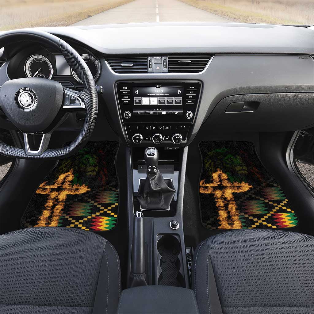 Happy Meskel Celebration Car Mats Cross Fire And Lion Flag Color - Wonder Print Shop