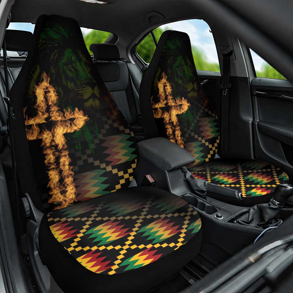 Happy Meskel Celebration Car Seat Cover Cross Fire And Lion Flag Color - Wonder Print Shop