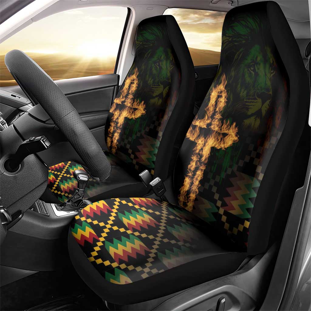 Happy Meskel Celebration Car Seat Cover Cross Fire And Lion Flag Color - Wonder Print Shop