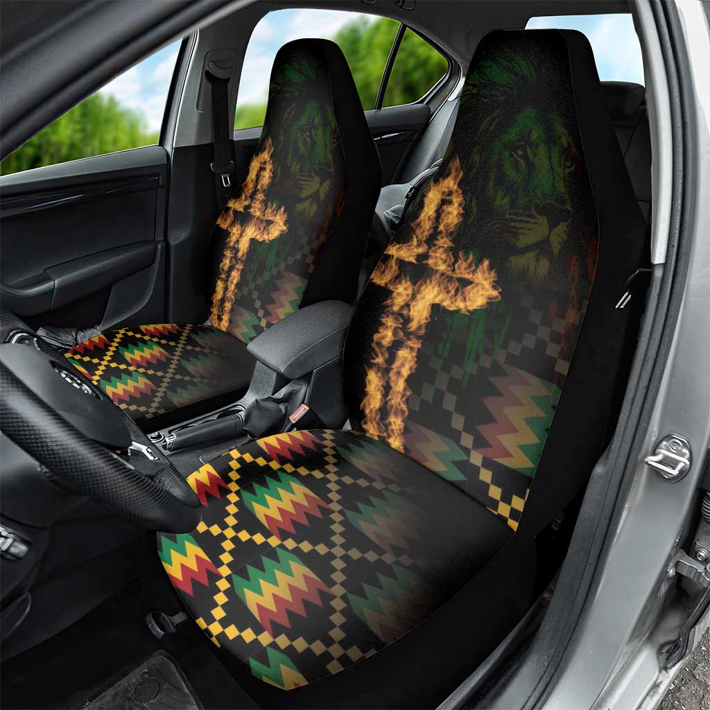 Happy Meskel Celebration Car Seat Cover Cross Fire And Lion Flag Color - Wonder Print Shop