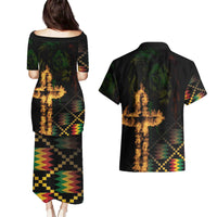 Happy Meskel Celebration Couples Matching Puletasi and Hawaiian Shirt Cross Fire And Lion Flag Color - Wonder Print Shop