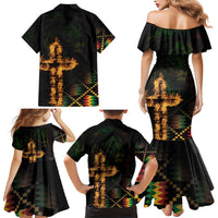 Happy Meskel Celebration Family Matching Mermaid Dress and Hawaiian Shirt Cross Fire And Lion Flag Color - Wonder Print Shop